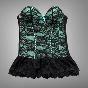 Seven til’ Midnight Black and mint Lace Bustier